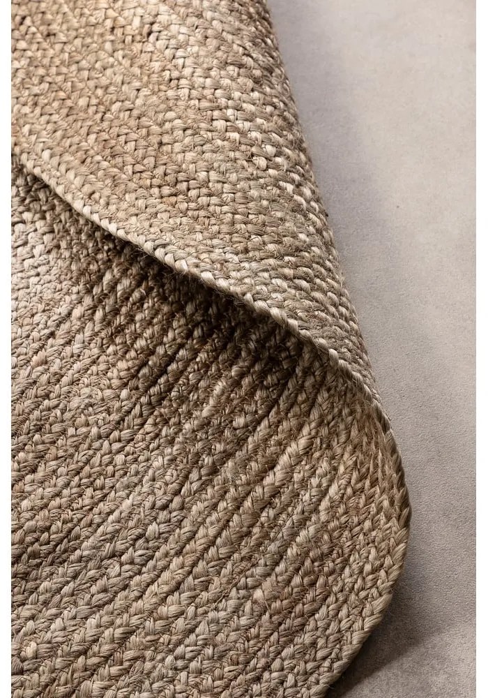 Tappeto rotondo di colore naturale in iuta reversibile ø 100 cm Braided Grey – Hanse Home