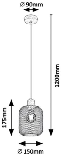 Rabalux 3131 - Lampadario su corda GRENDEL 1xE27/60W/230V