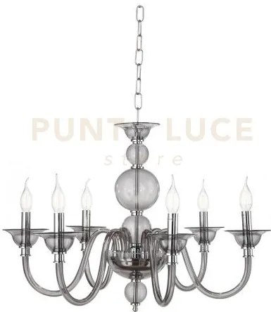 Lampadario tebe 6 luci fume' e cromo attacco e14 d.70cm