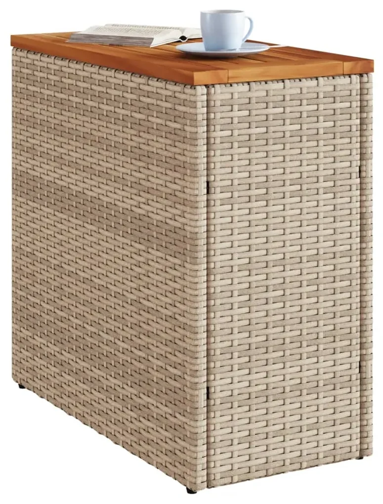 Tavolo da giardino piano in legno beige 58x27,5x55cm polyrattan