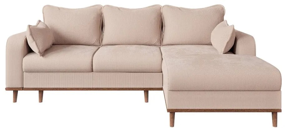 Divano angolare beige in velluto a coste (angolo destro) Beata - Ropez