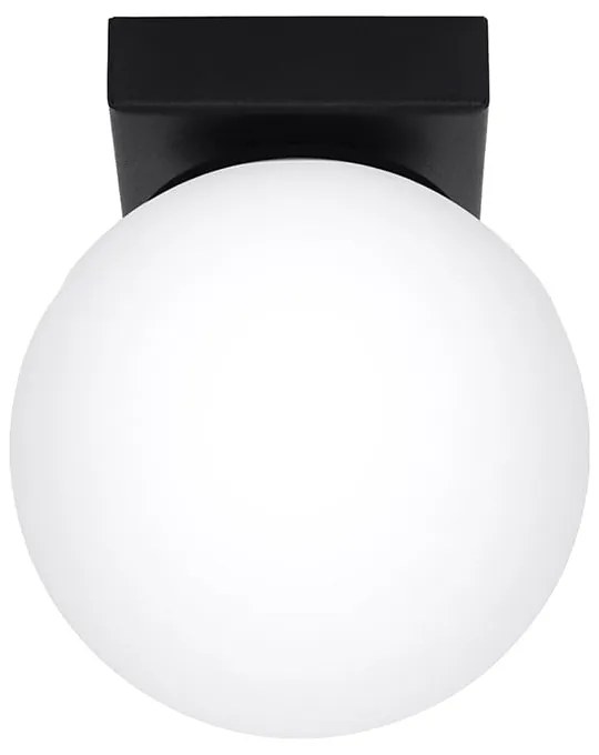 Lampada da soffitto nera con paralume in vetro ø 12 cm Umerta - Sollux