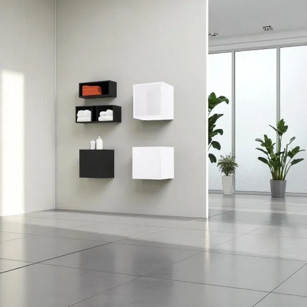 Pensile cubotto sospeso con anta Bianco Frassino 30x30 cm