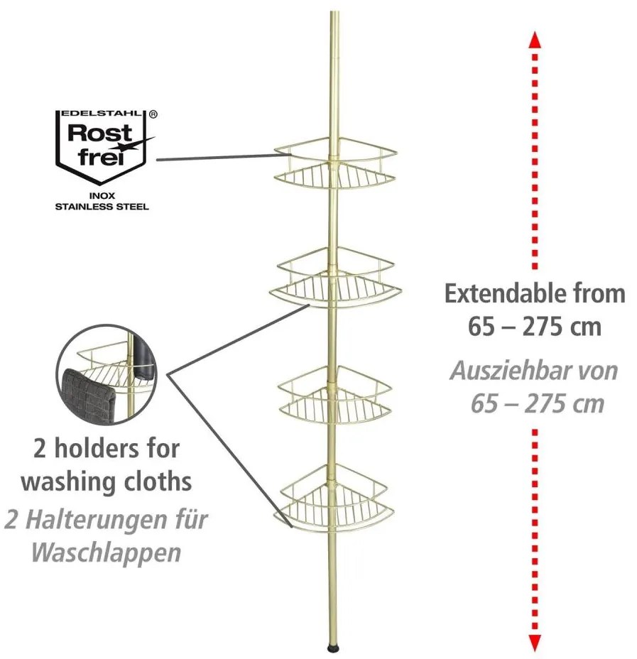 WENKO 24569100-Mensola angolare DOLCEDO 31x275 cm dorata
