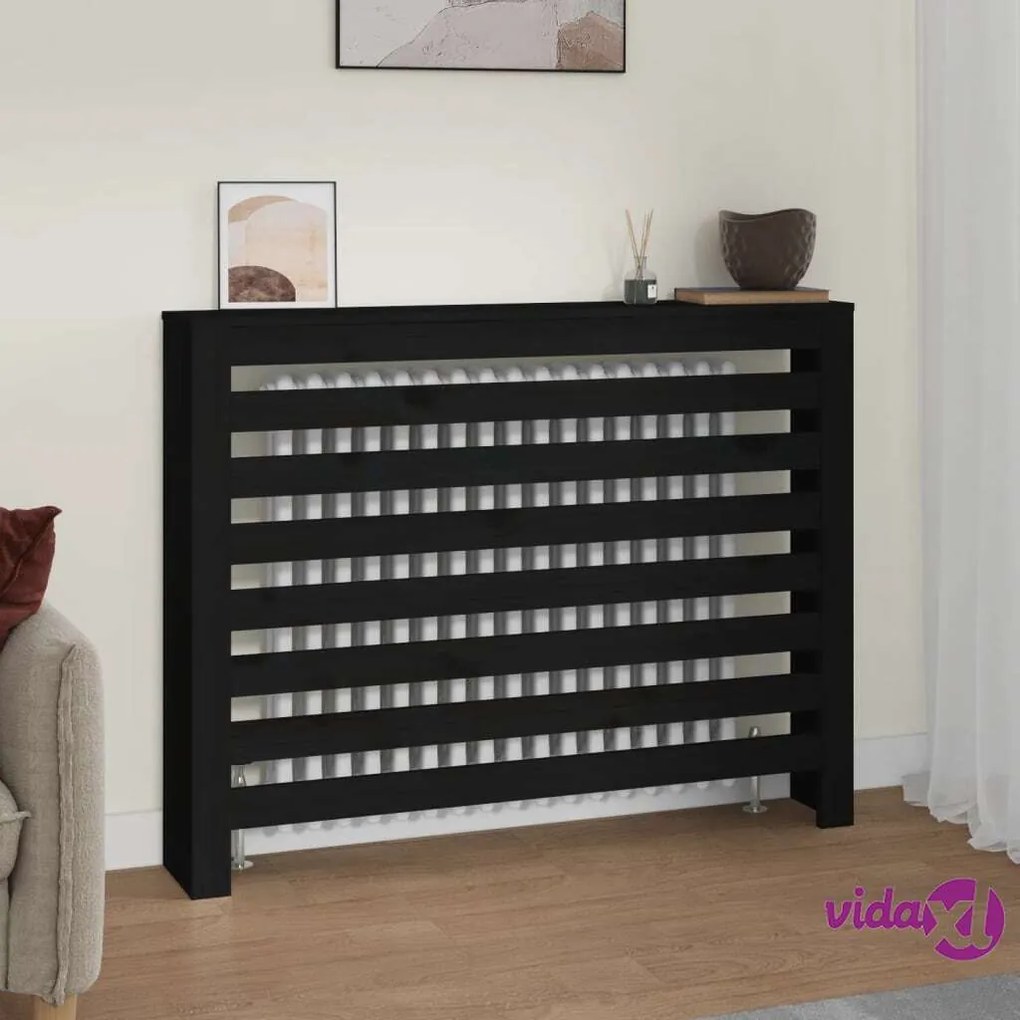 vidaXL Copertura Termosifone Nera 108,5x19x84cm Legno Massello di Pino