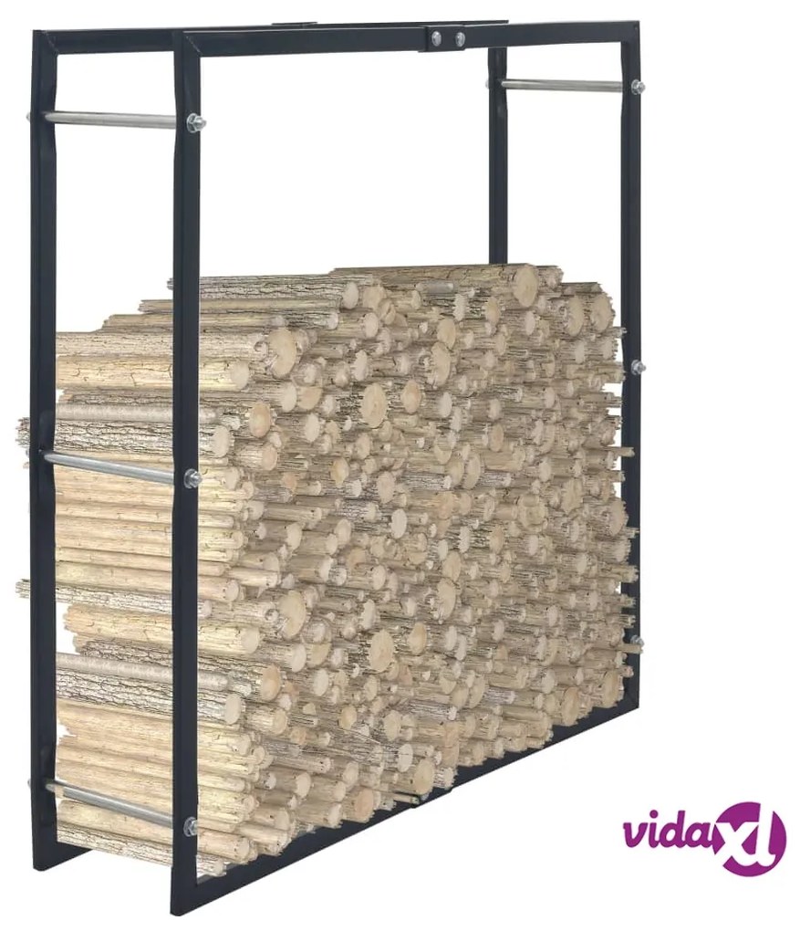 vidaXL Rastrelliera per Legna da Ardere Nera 100x25x100 cm in Acciaio