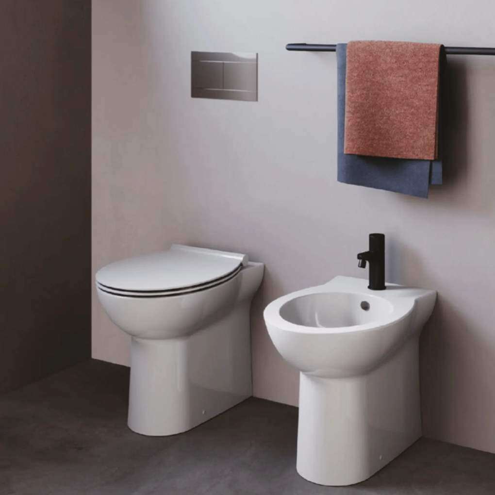 Coppia Di Sanitari a Terra Azzurra Ceramica "Fast" Bianco Lucido