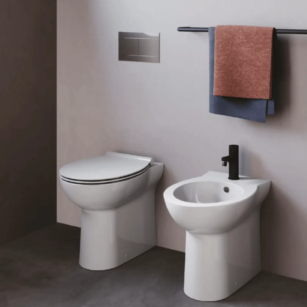 Coppia Di Sanitari a Terra Azzurra Ceramica "Fast" Bianco Lucido