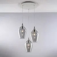 Lampadario Contemporaneo Ares Grigio Fum 3 Luci E27