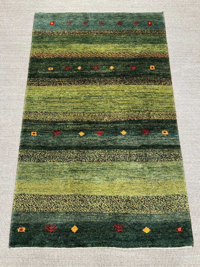 Gabbeh Tappeto persiano 100x160 Verde (Iran) Annodato A Mano