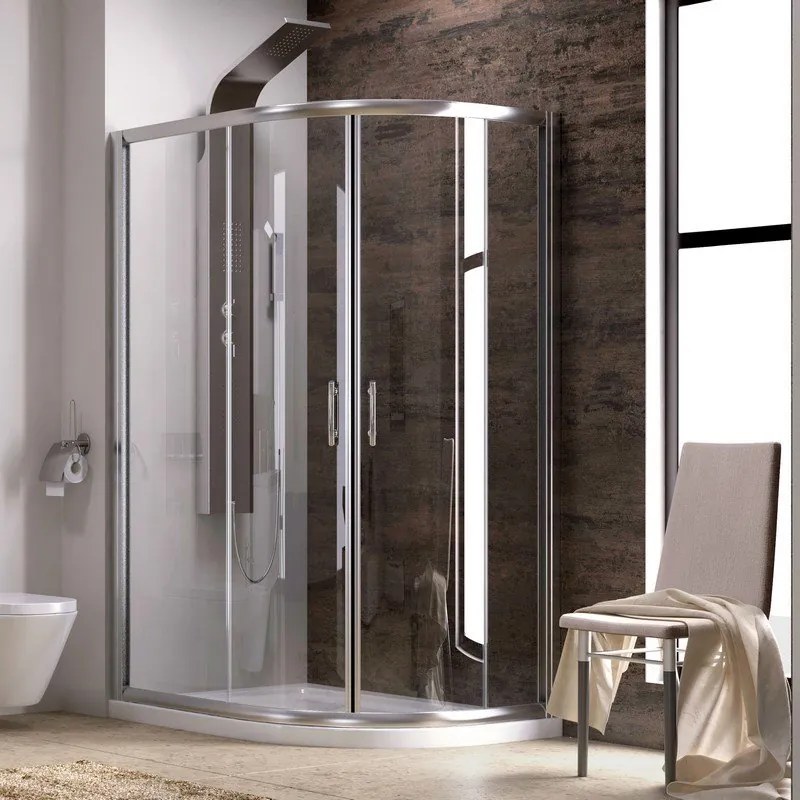 Box doccia stondato 120x90cm vetro trasparente KAM-K270 - KAMALU