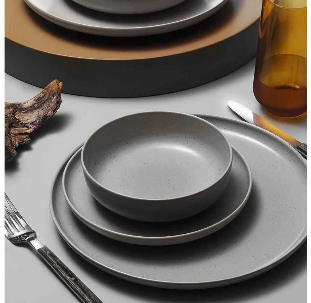 Set da tavola 8 pezzi grigio/porcellana