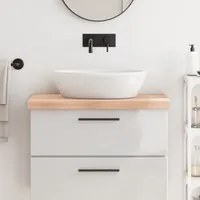 Piano Bagno 80x60x6 cm in Legno Massello Non Trattato 3156028