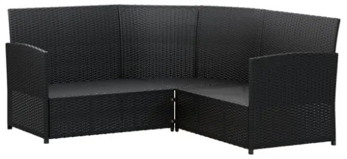 Set Divano a L con Cuscini 2 pz Nero in Polyrattan