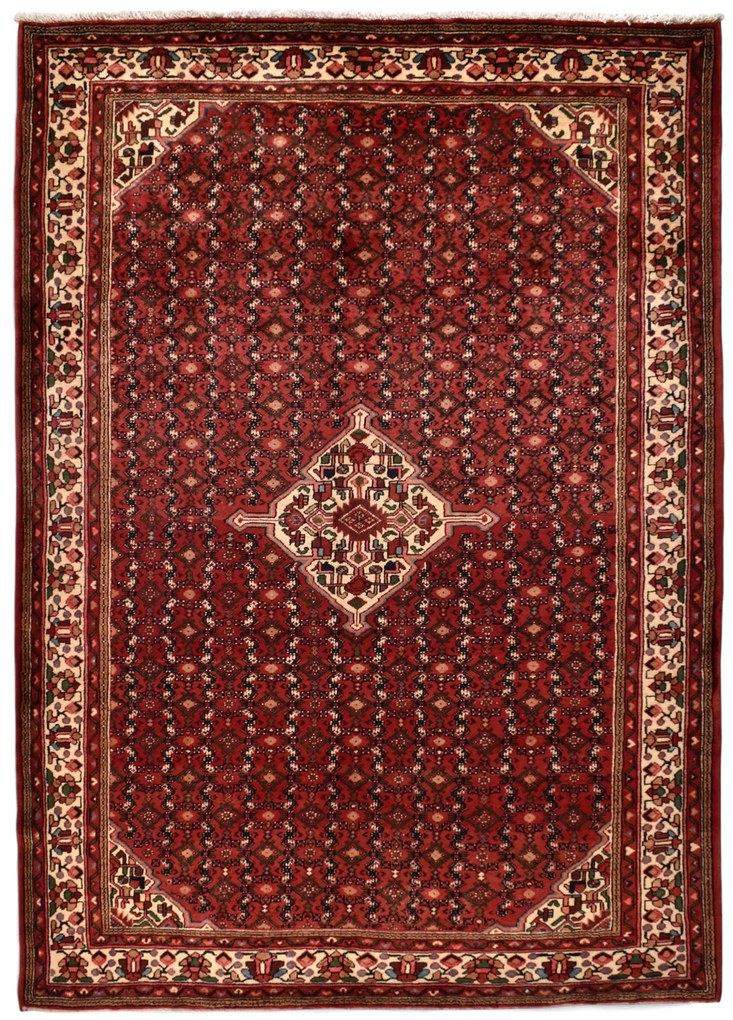 Hosseinabad Tappeto 310x220 Rosso (Iran) Annodato A Mano