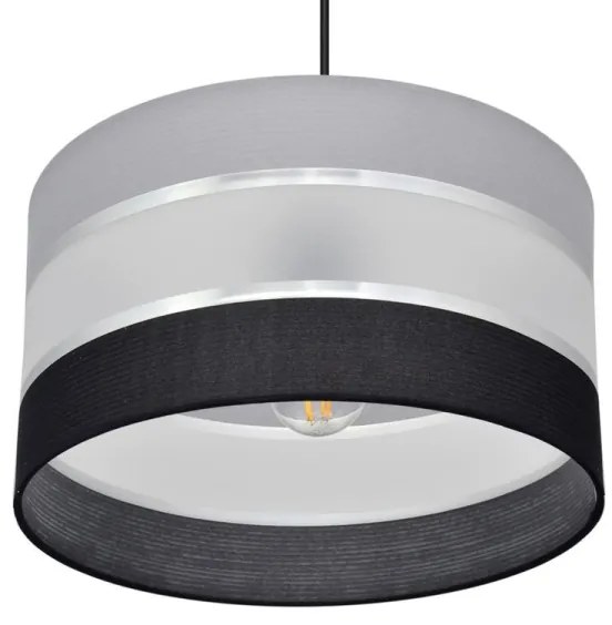 Lampadario a sospensione con filo HELEN 1xE27/15W/230V diametro 35 cm nero/grigio/argento