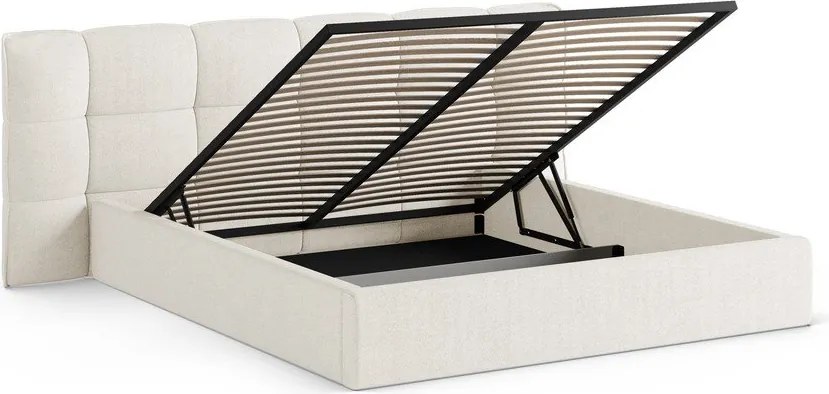 Letto matrimoniale imbottito avorio con contenitore con rete inclusa 160x200 cm Eric – Micadoni