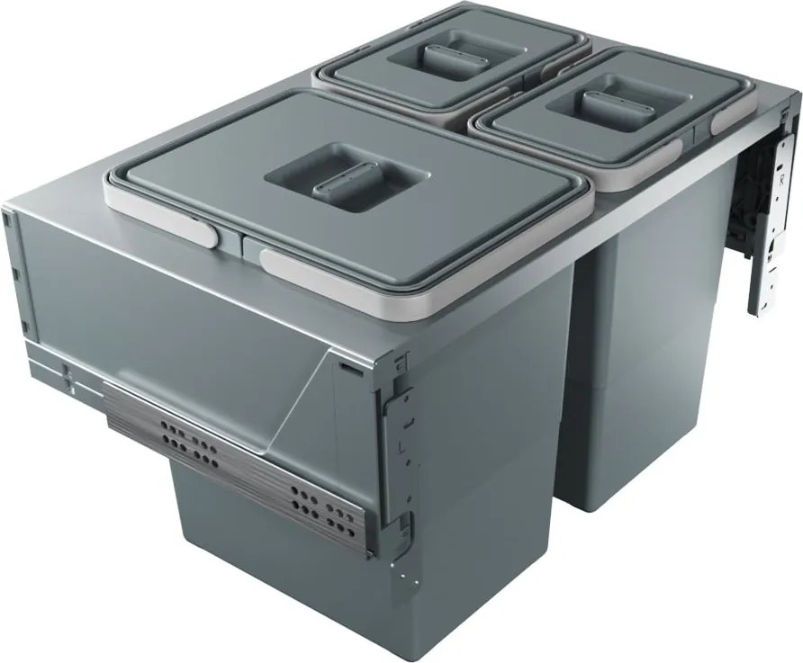 Bidone in plastica da incasso grigio per rifiuti differenziati 42 l Block U-Sink 2.0 - Elletipi
