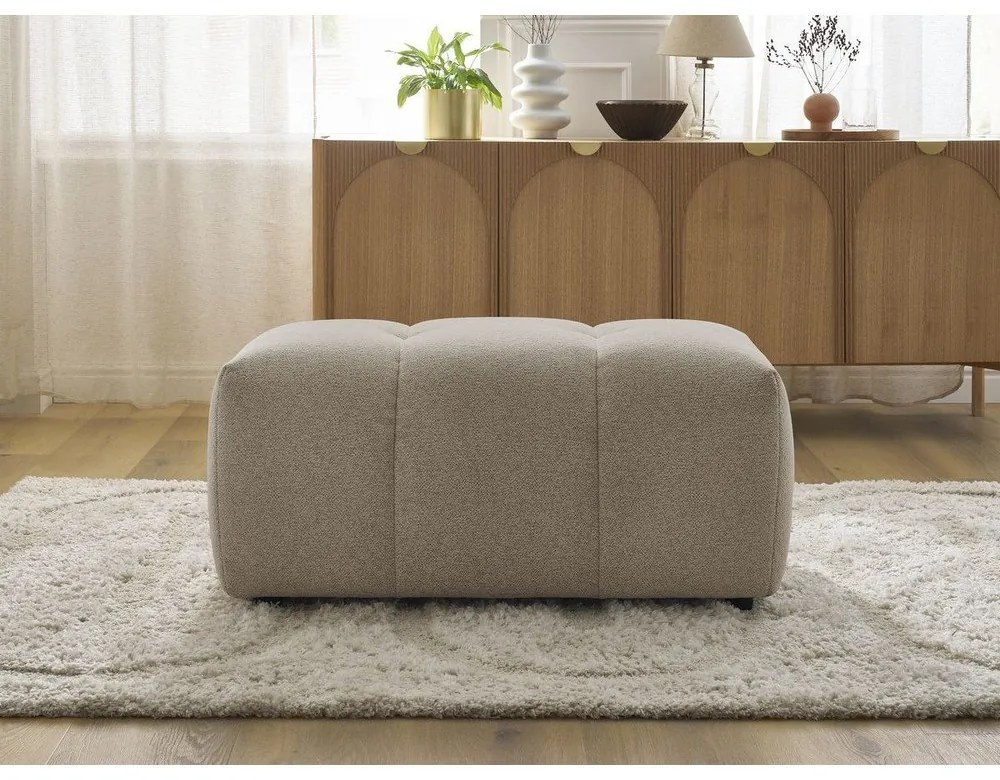 Poggiapiedi beige con rivestimento in ciniglia Roxelane – Bobochic Paris