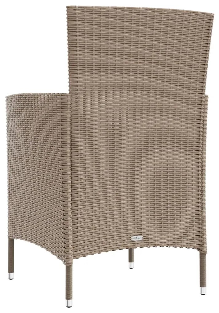 Sedie da giardino con cuscini 4 pz in polyrattan beige