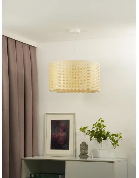 Duolla - Lampadario a sospensione con filo ROLLER RATTAN 1xE27/15W/230V diametro 45 cm beige