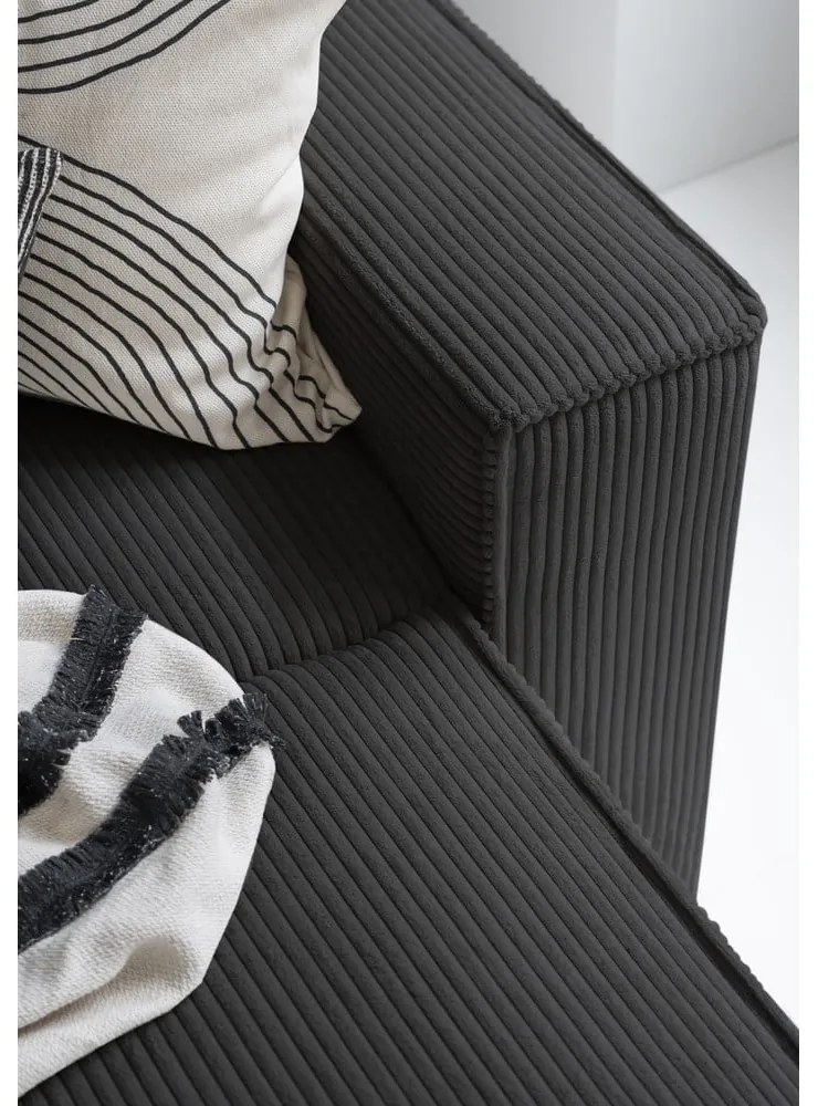 Divano letto angolare in velluto a coste color antracite Brave Dave - Miuform