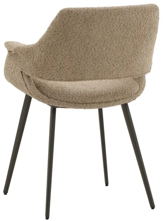 Set di sedie EMBAJADORES in tessuto beige effetto bouclé e gambe in metallo nero, con braccioli