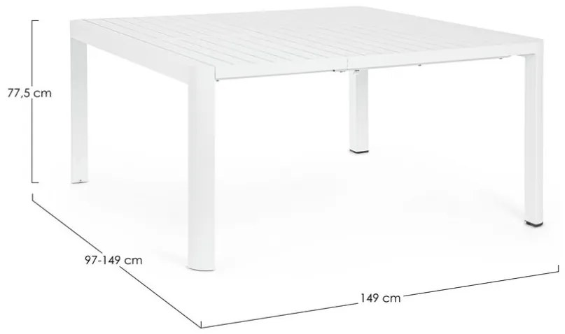 Tavolo allungabile KIPLIN in alluminio bianco 149×97 cm &#8211; 149×149 cm