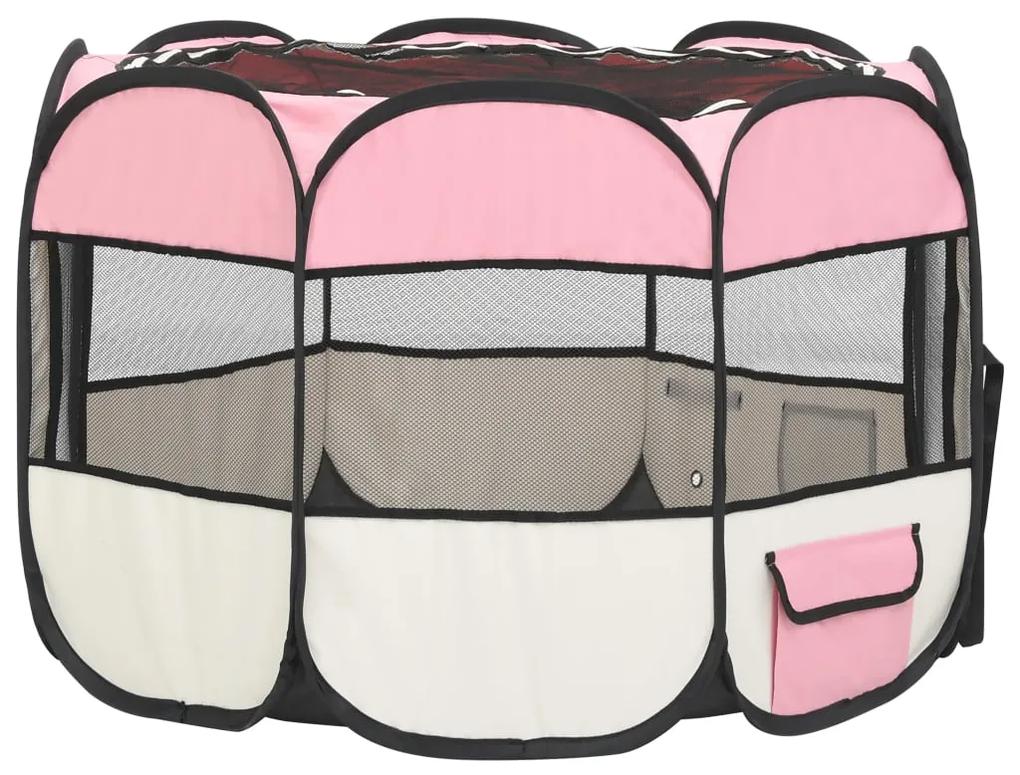 Box per cani pieghevole con borsa trasporto rosa 90x90x58 cm