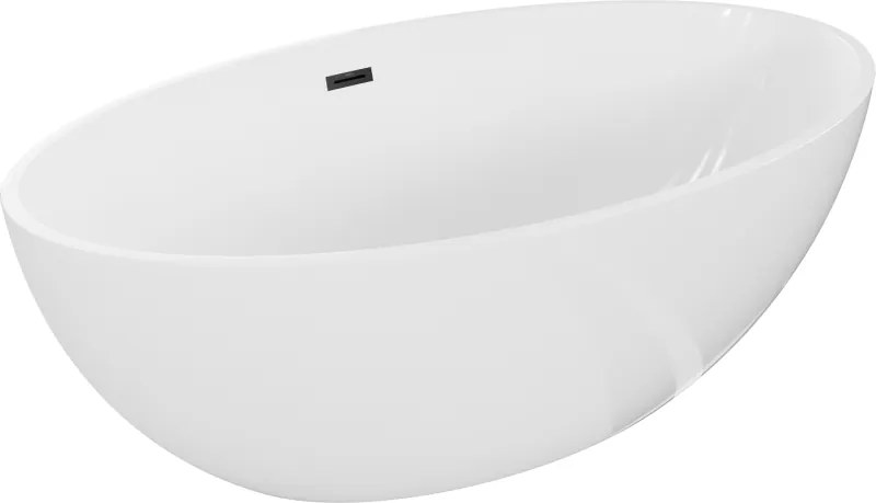 Mexen Nike vasca da bagno freestanding 175 x 100 cm, bianca, troppopieno nero - 54071751000-70