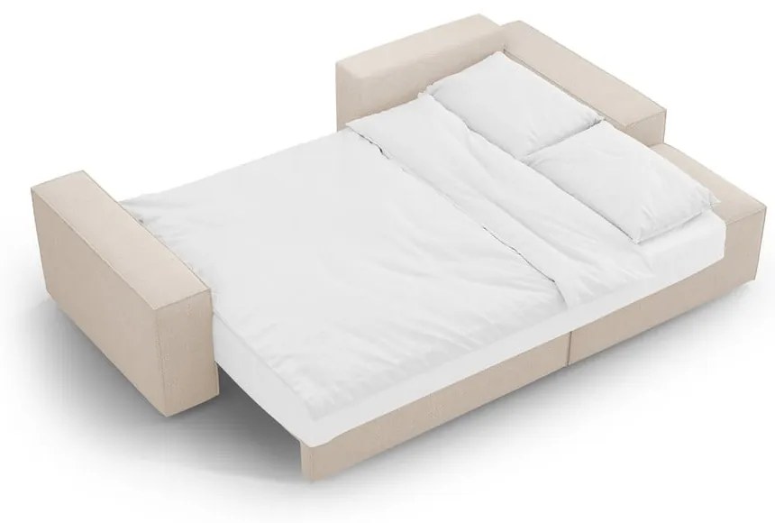 Divano letto in tessuto bouclé beige (angolo destro) Jodie - Micadoni Home