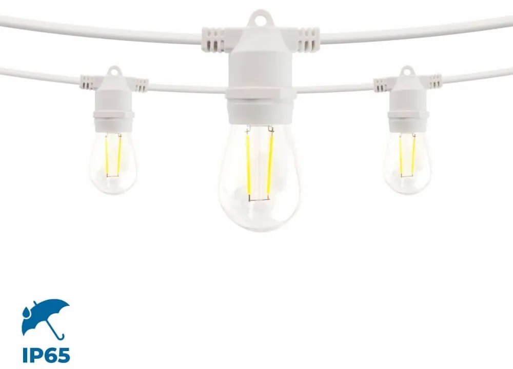 Catenaria da 10m IP65 con 10 Portalampada E27 Bianco Colore del corpo Bianco
