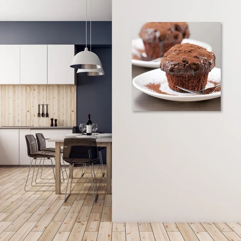 Quadro su tela, muffin al cioccolato  Dimensioni 30x30