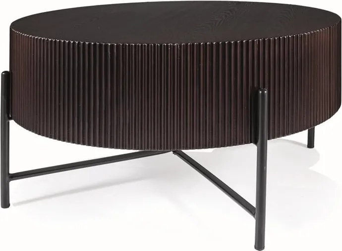 Tavolino da caffè Tuca in noce scuro/nero - ø80/h40