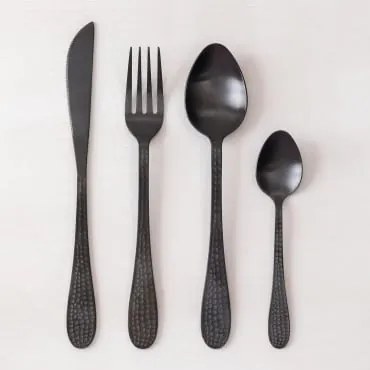 Set Di Posate In Acciaio Inox Aina Da 16 Pezzi Nero Opaco - Sklum