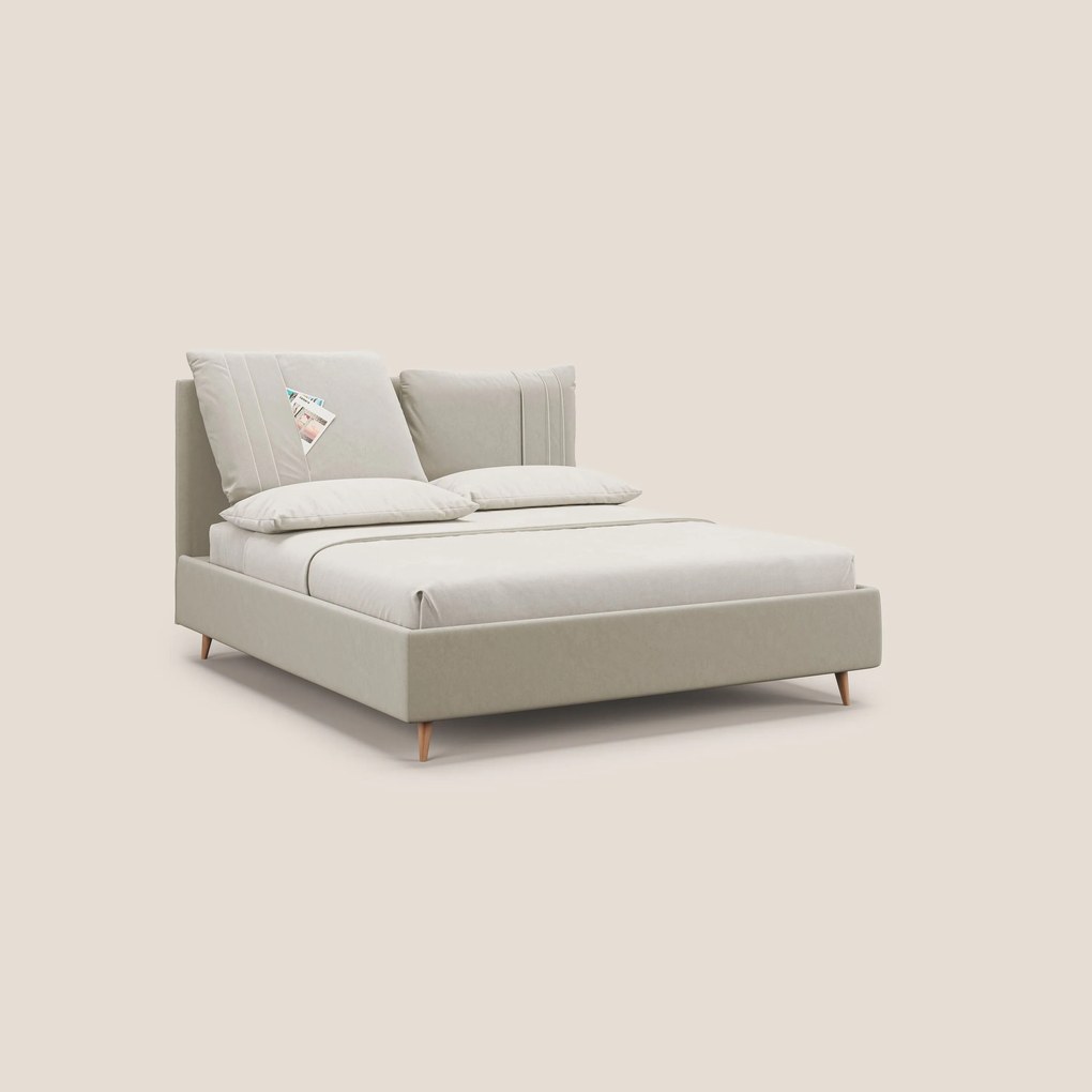 Nathan letto contenitore con cuscini regolabili con tasche in microfibra velluto impermeabile T09 beige