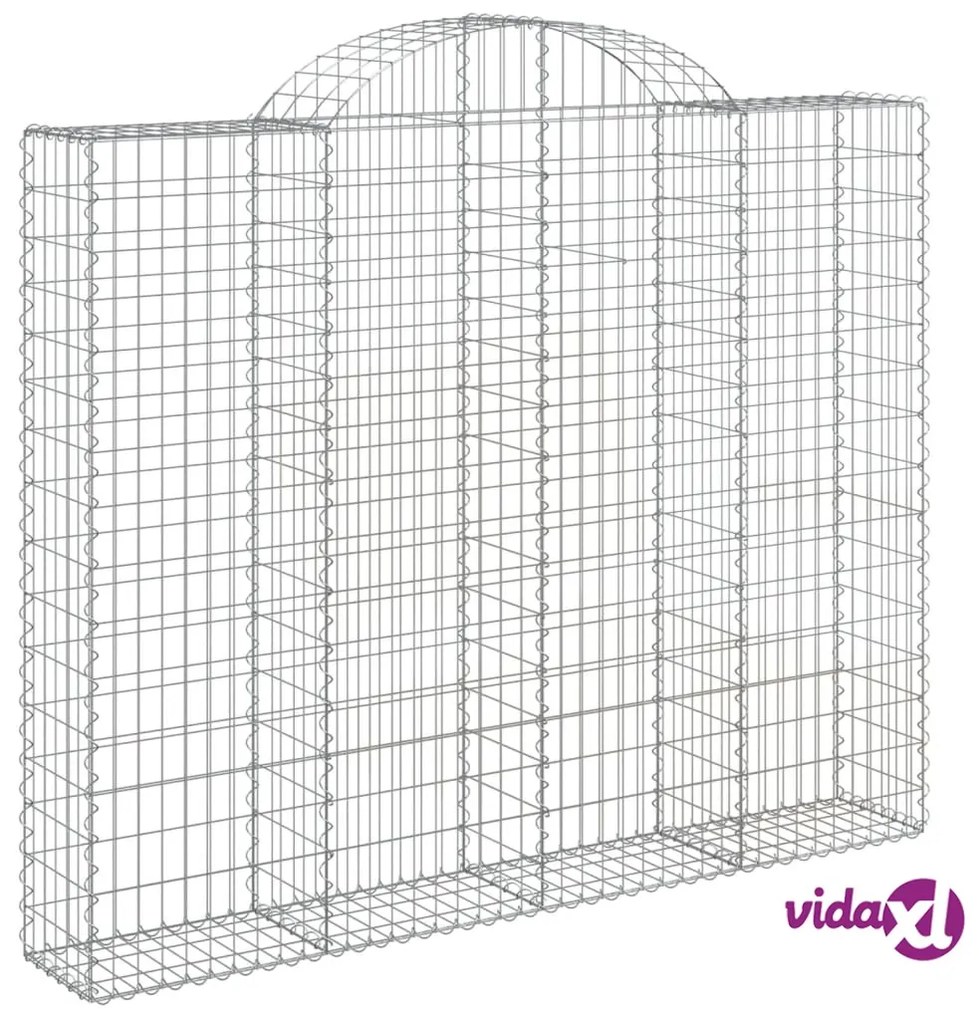 vidaXL Cesti Gabbioni ad Arco 2 pz 200x30x160/180 cm Ferro Zincato