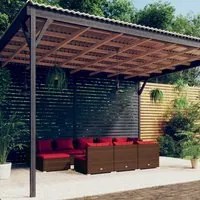 Set Divani da Giardino 10 pz con Cuscini in Polyrattan Marrone 3102019