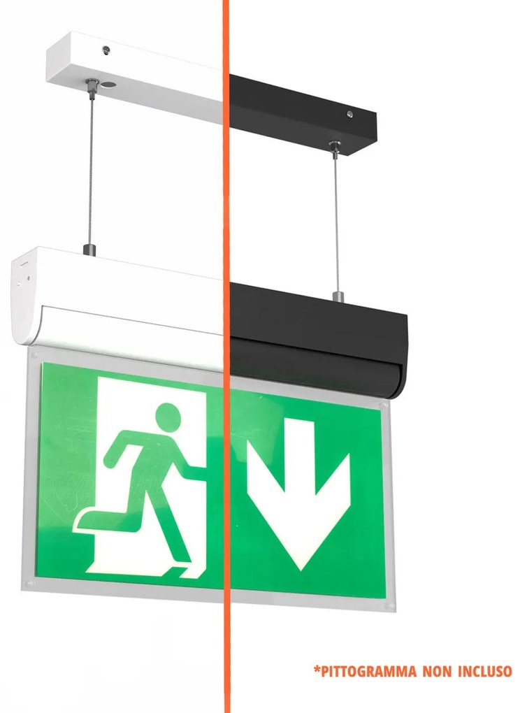 Lampada Emergenza a Sospensione 3h S.E S.A Cinema Mode - Bianca o nera Colore Bianco Freddo 6.000K