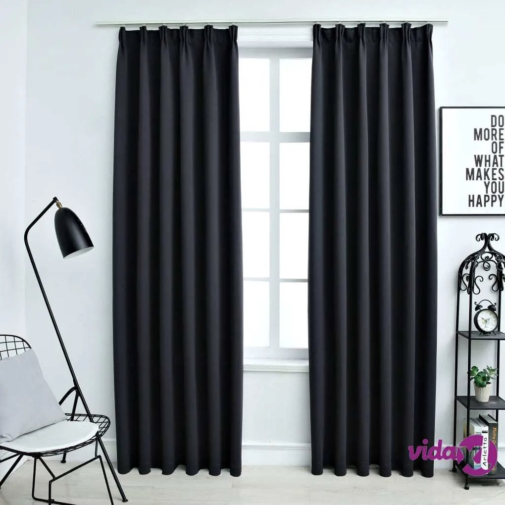 vidaXL Tende Oscuranti con Ganci 2 pz Nere 140x245 cm