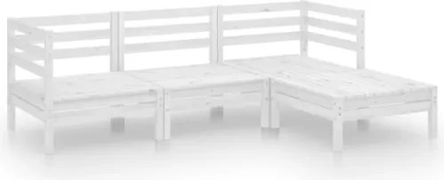 Set Divani da Giardino 4 pz Bianco in Massello di Pino Bianco