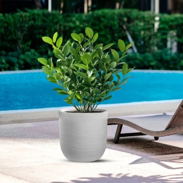 Vaso in resina da esterno interno cilindro d.35x34h Raffaello Bianco