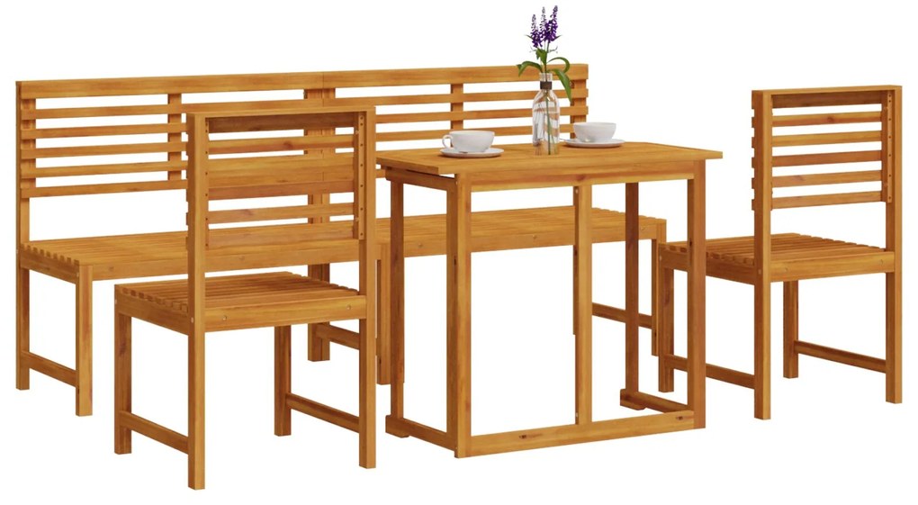 Set da pranzo da giardino 5 pezzi in legno massello di acacia