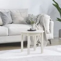 Tavolino da Salotto Bianco 45x40 cm in Legno Massello di Pino 822333