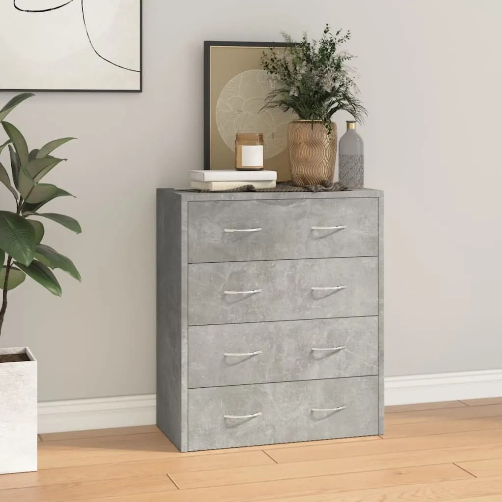 Credenza con 4 cassetti 60x30,5x71 cm grigio cemento