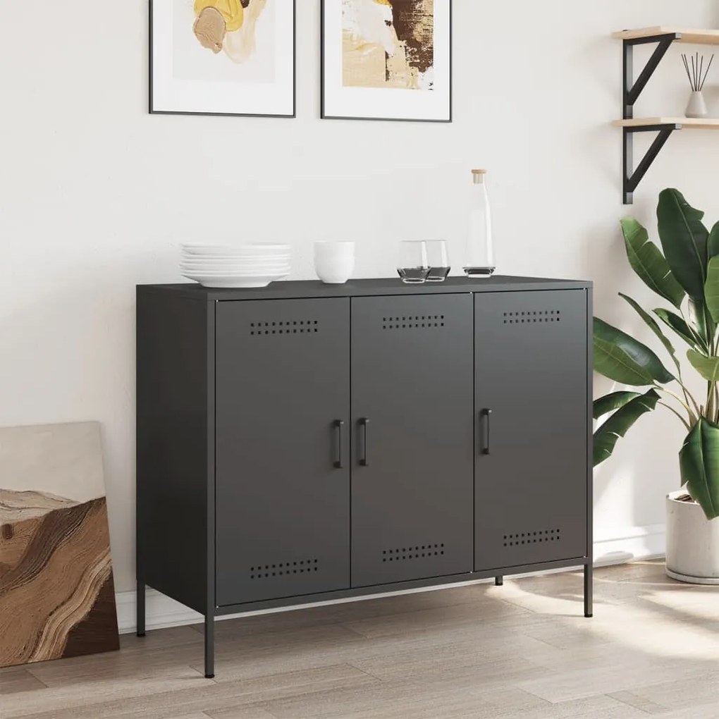 Credenza Nera 100,5x39x79 Cm İn Acciaio /