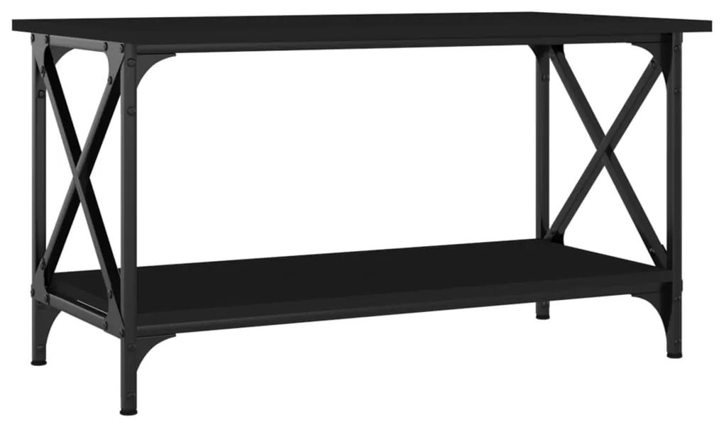 Tavolino da salotto nero 80x45x45 cm legno multistrato e ferro