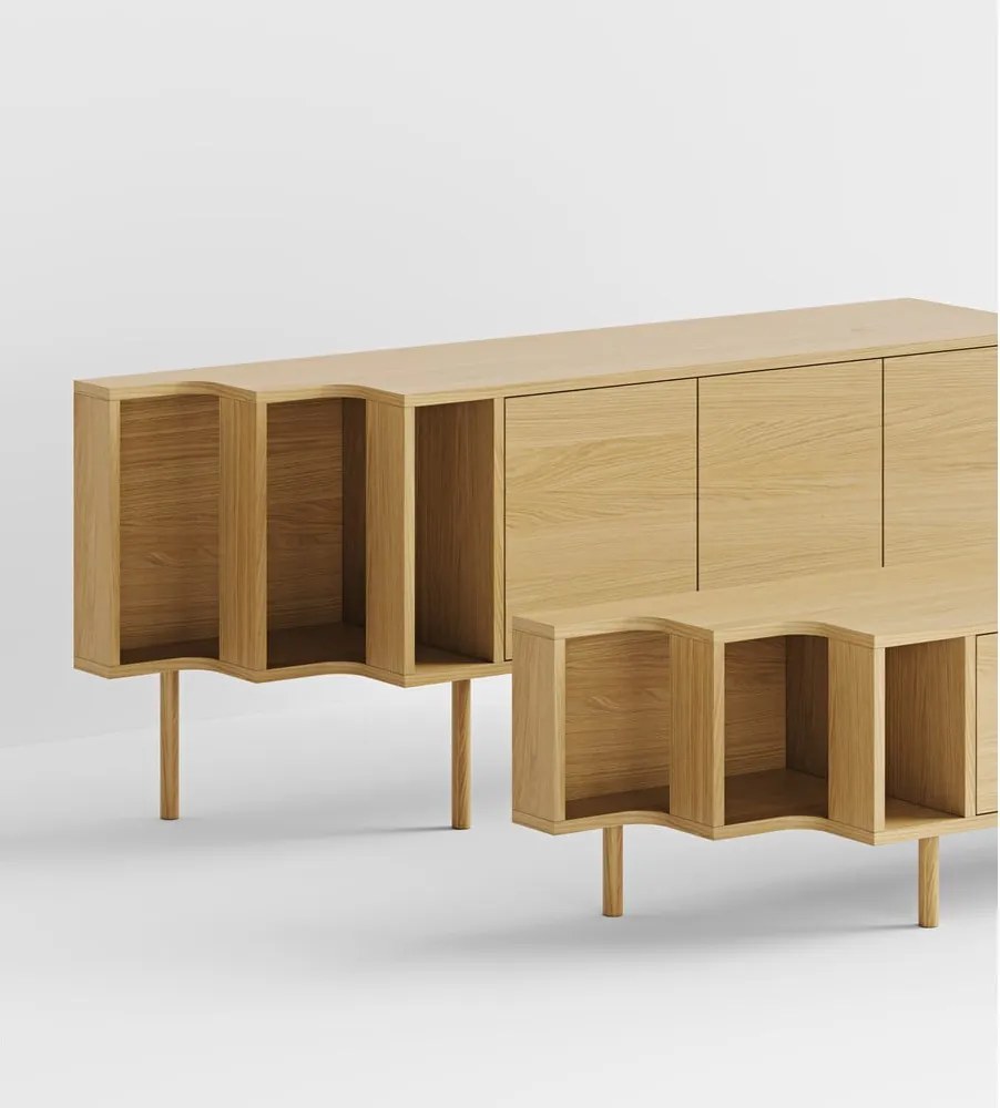 Mobile TV di colore naturale con effetto rovere 189x50x44 cm Shift – Woodman