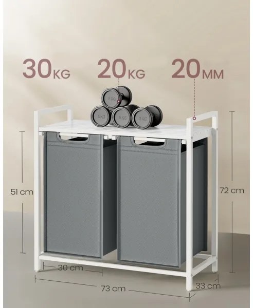 Cesto portabiancheria REX bianco/grigio