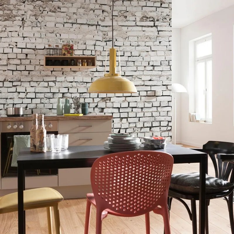 Fotomurale KOMAR White brick, Multicolore 368X254 cm